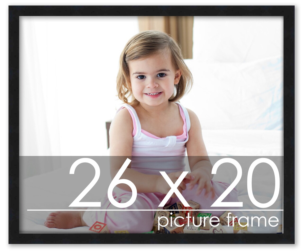 Simple Black Picture Frame - UV Acrylic, Backing Board, Hanging Hardware Included